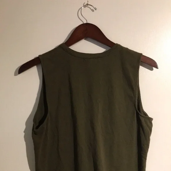 American Living Women's Olive Ruffle Neck Sleeveless Cotton Blouse Top Size L - Picture 8 of 16